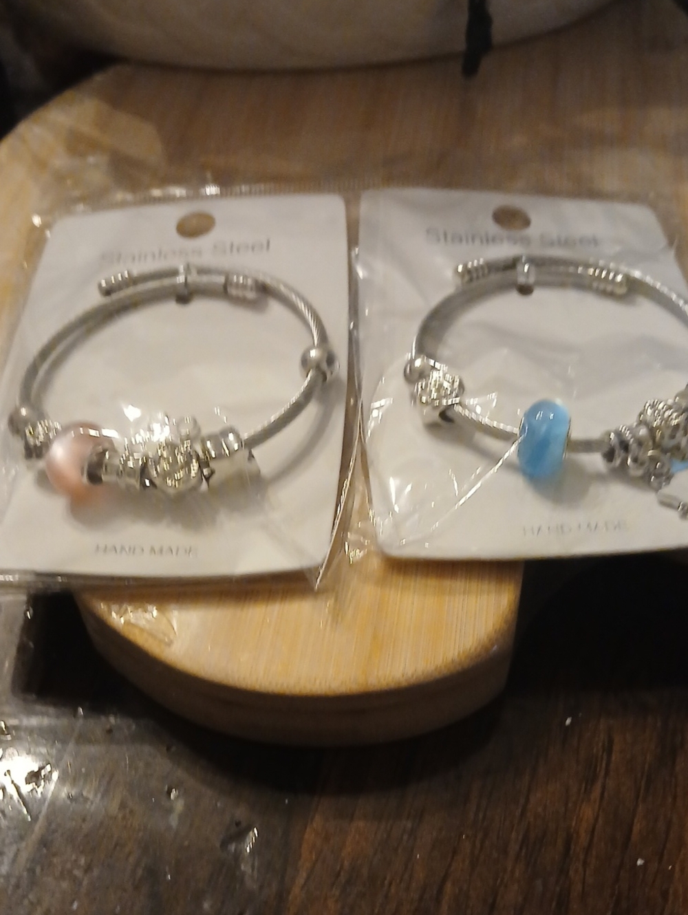 Hello Kitty Silver Charm Bracelet with Pink and Blue Beadsset Of 2one Blue One P